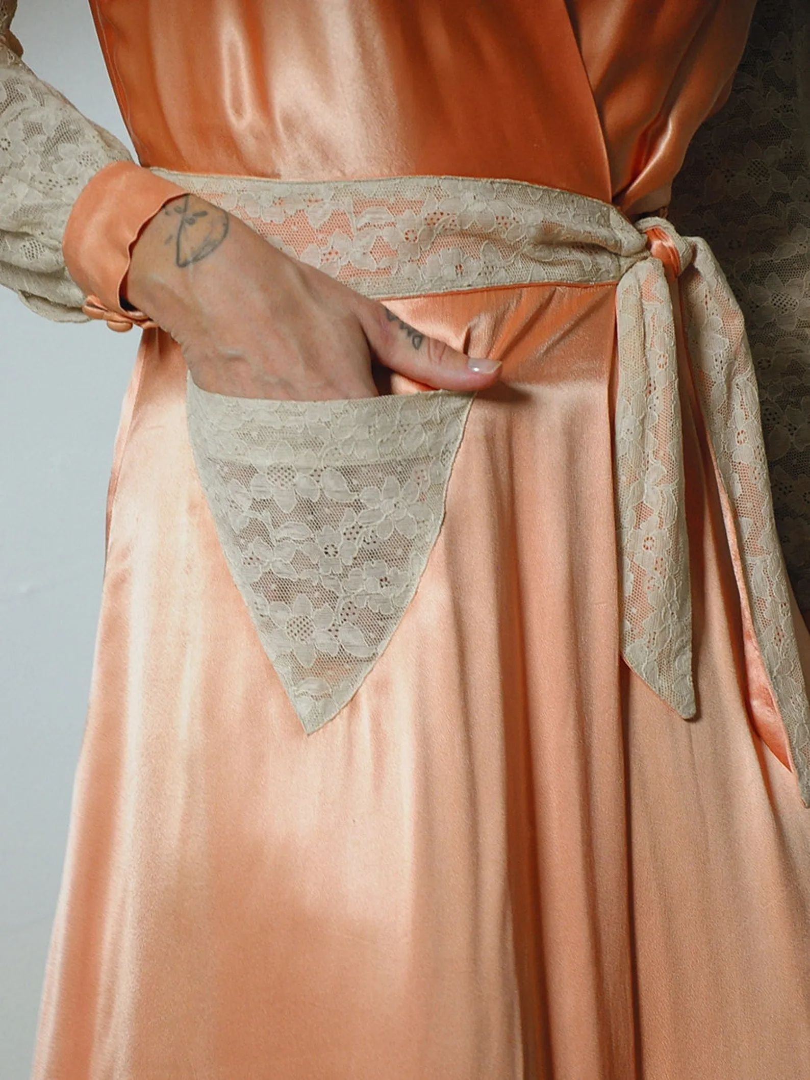 1920's Silk Satin Wrap Dress