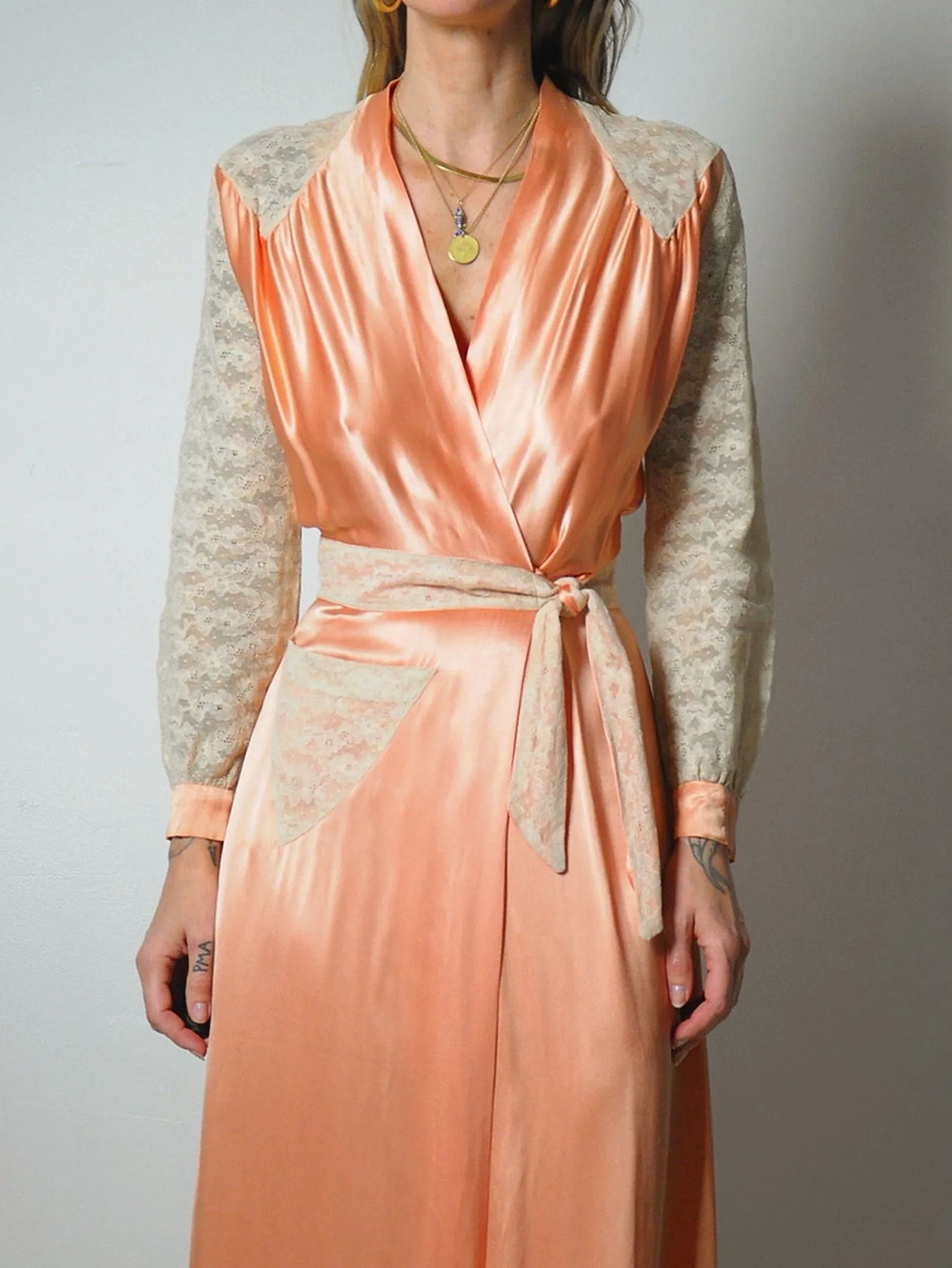 1920's Silk Satin Wrap Dress