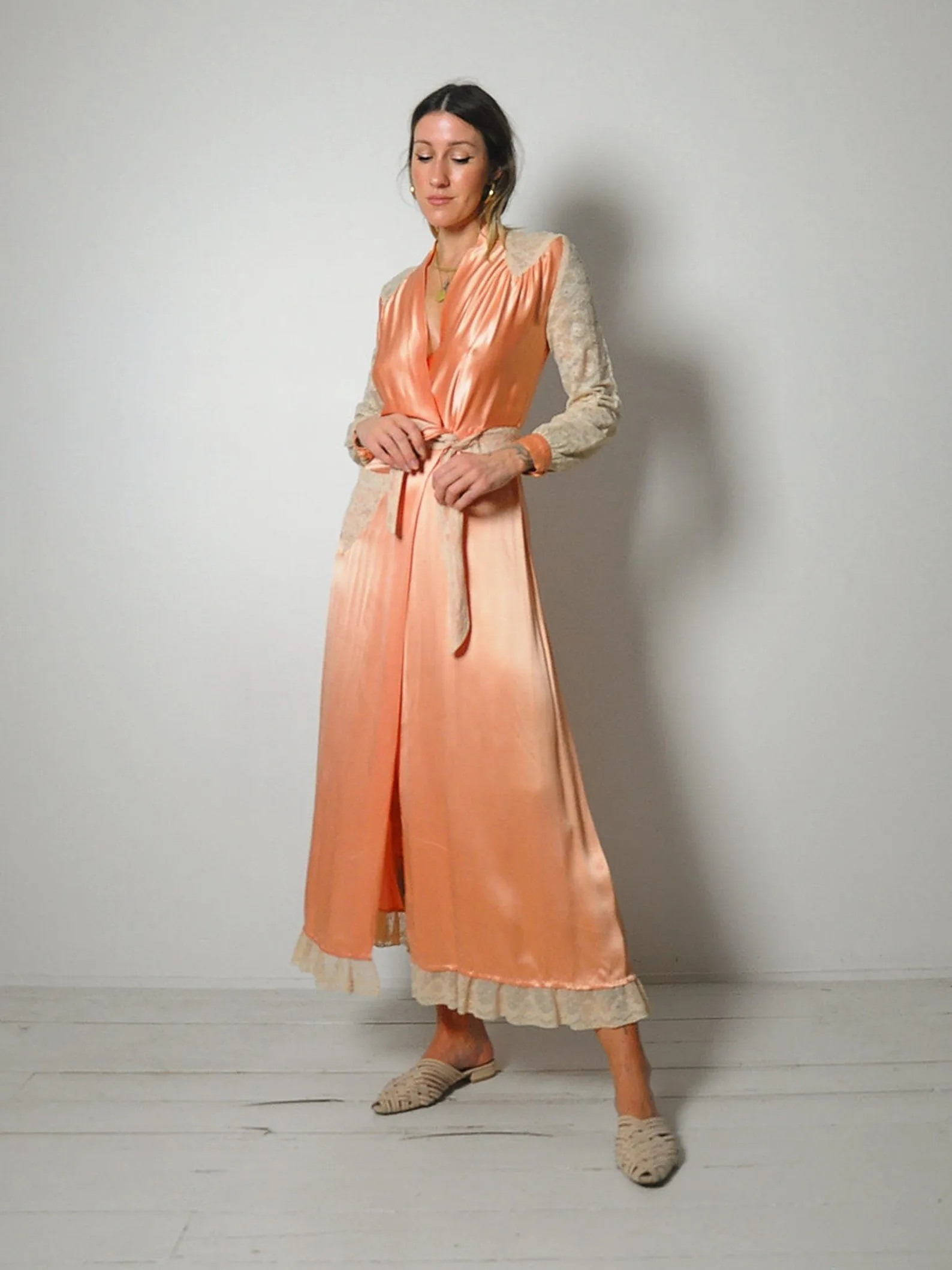 1920's Silk Satin Wrap Dress