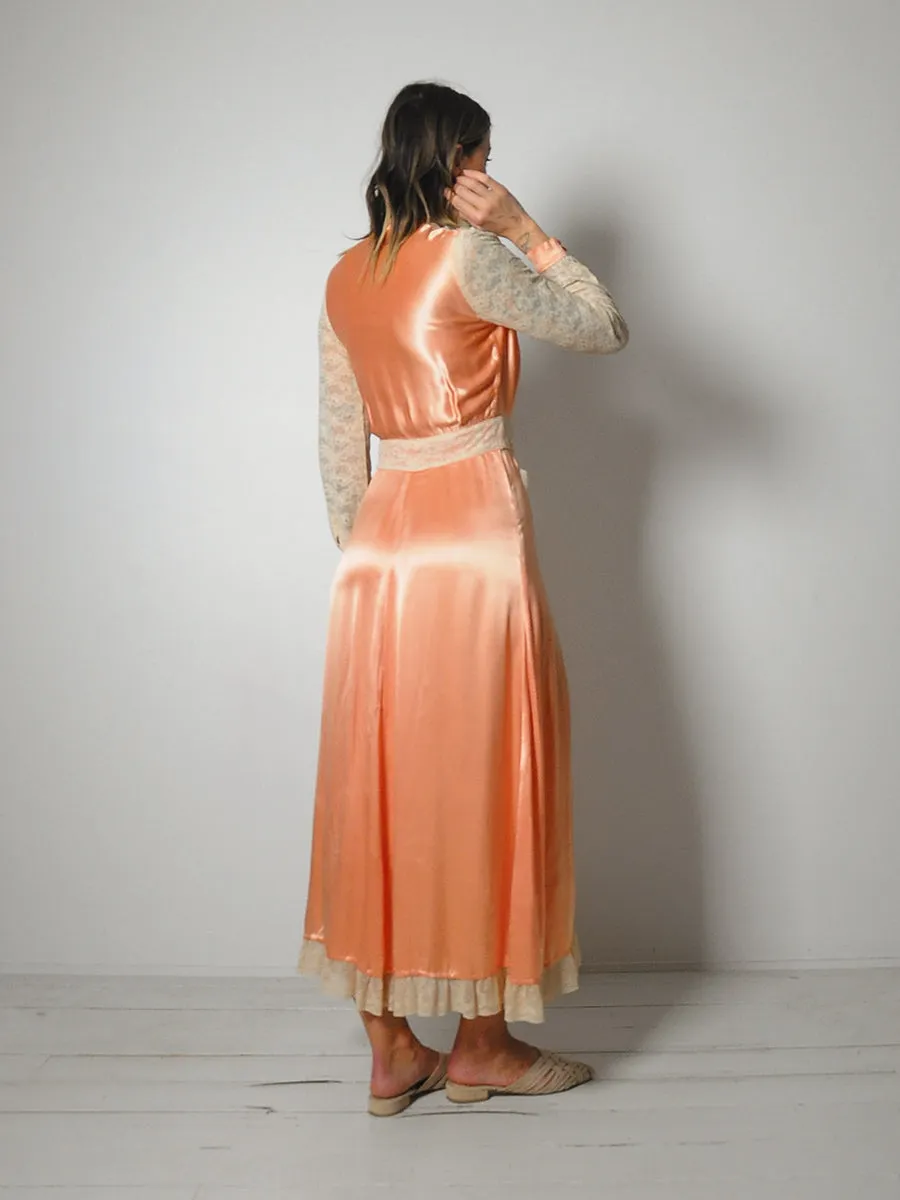 1920's Silk Satin Wrap Dress