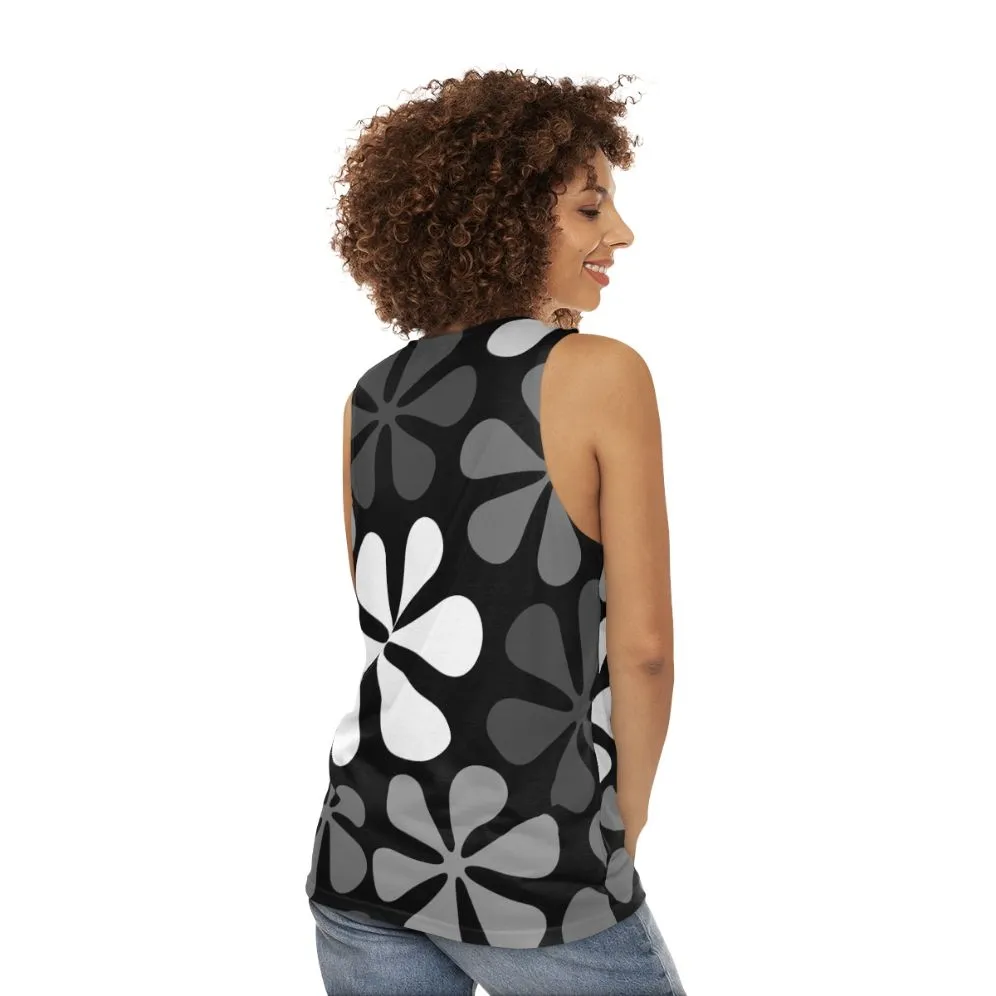 Abstract Floral Monochrome Unisex Tank Top