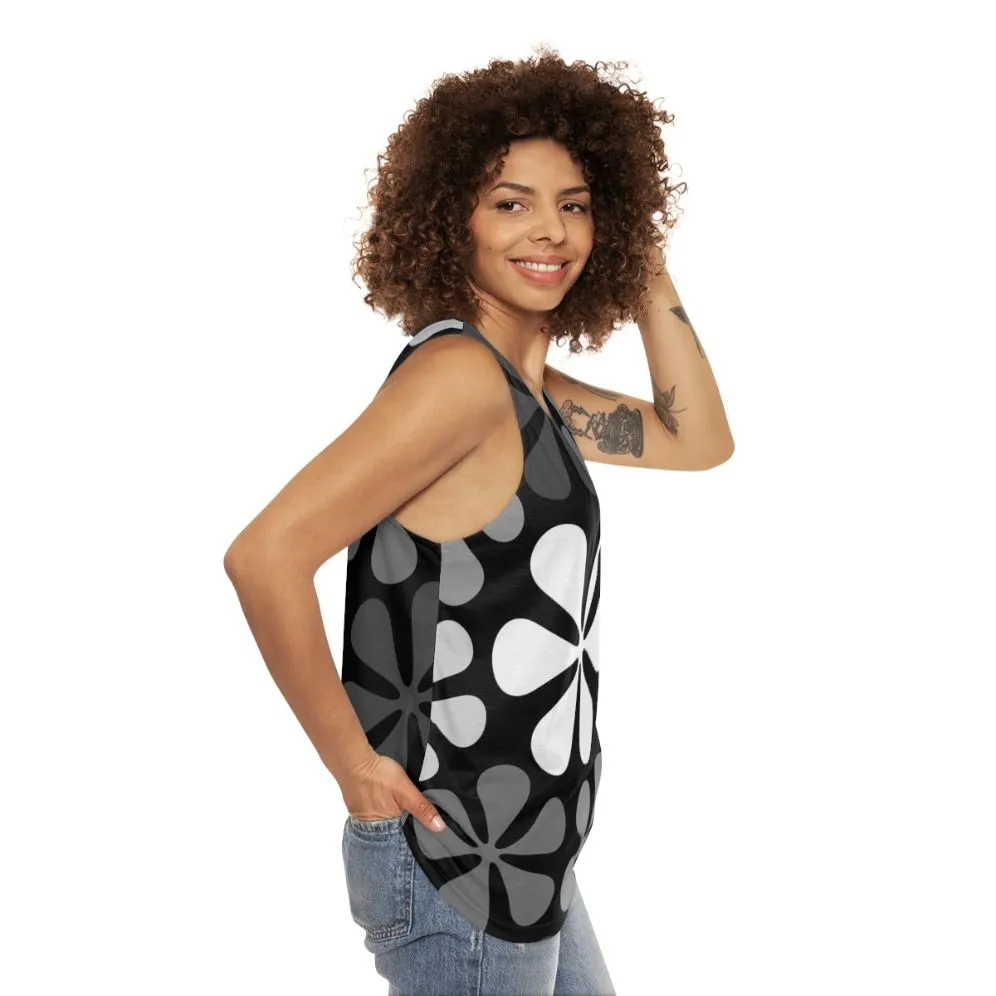 Abstract Floral Monochrome Unisex Tank Top