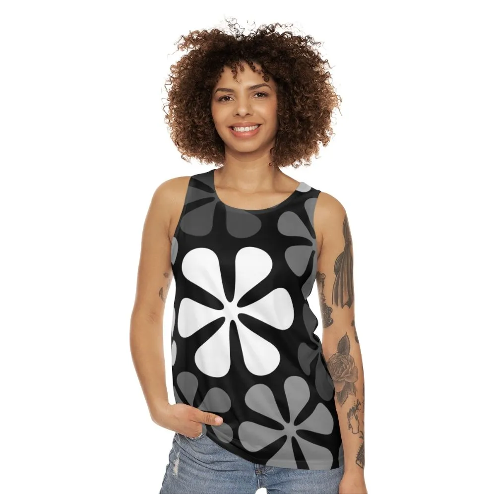 Abstract Floral Monochrome Unisex Tank Top