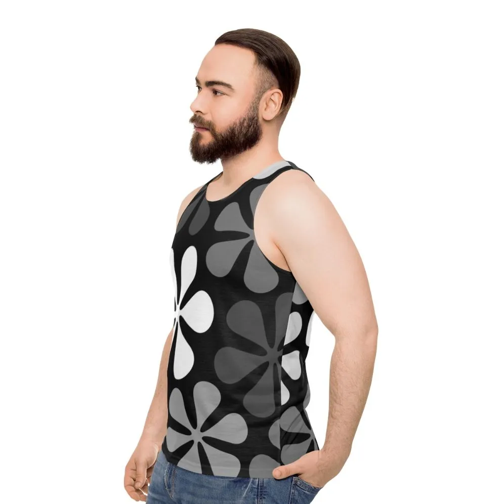 Abstract Floral Monochrome Unisex Tank Top