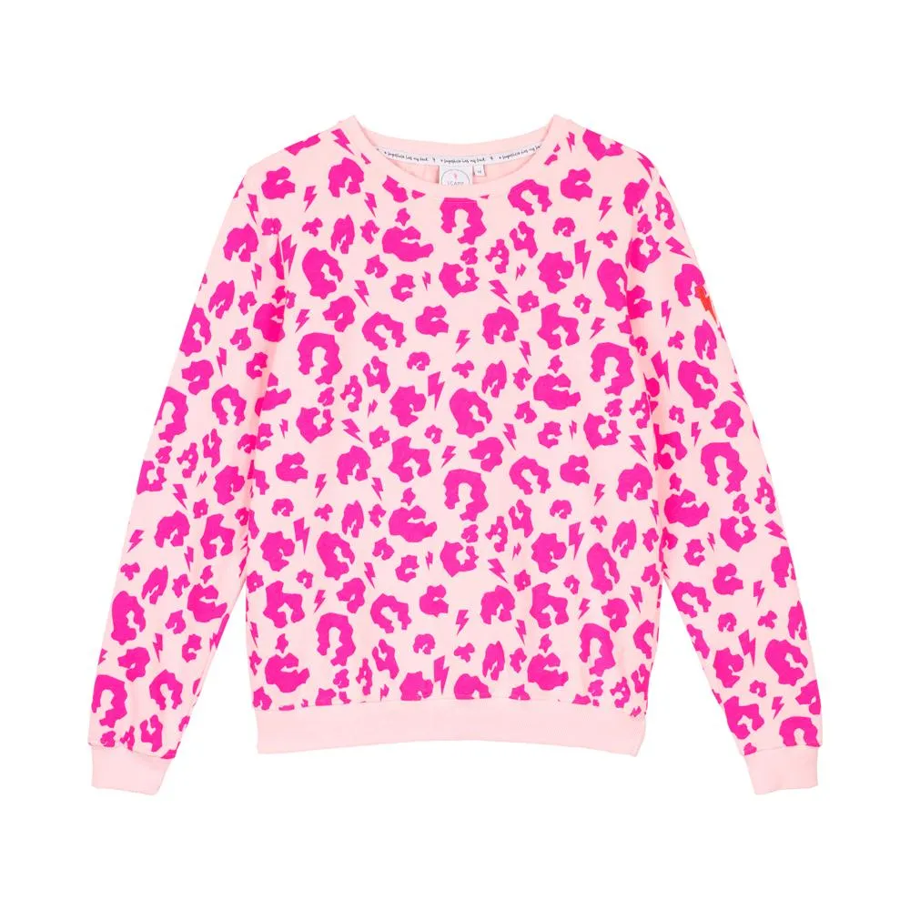 Adult Super Soft Sweatshirt - Neon pink leopard and lightning bolt