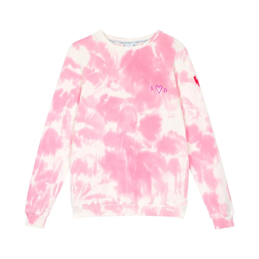 Adult Super Soft Sweatshirt - pink and white tie dye