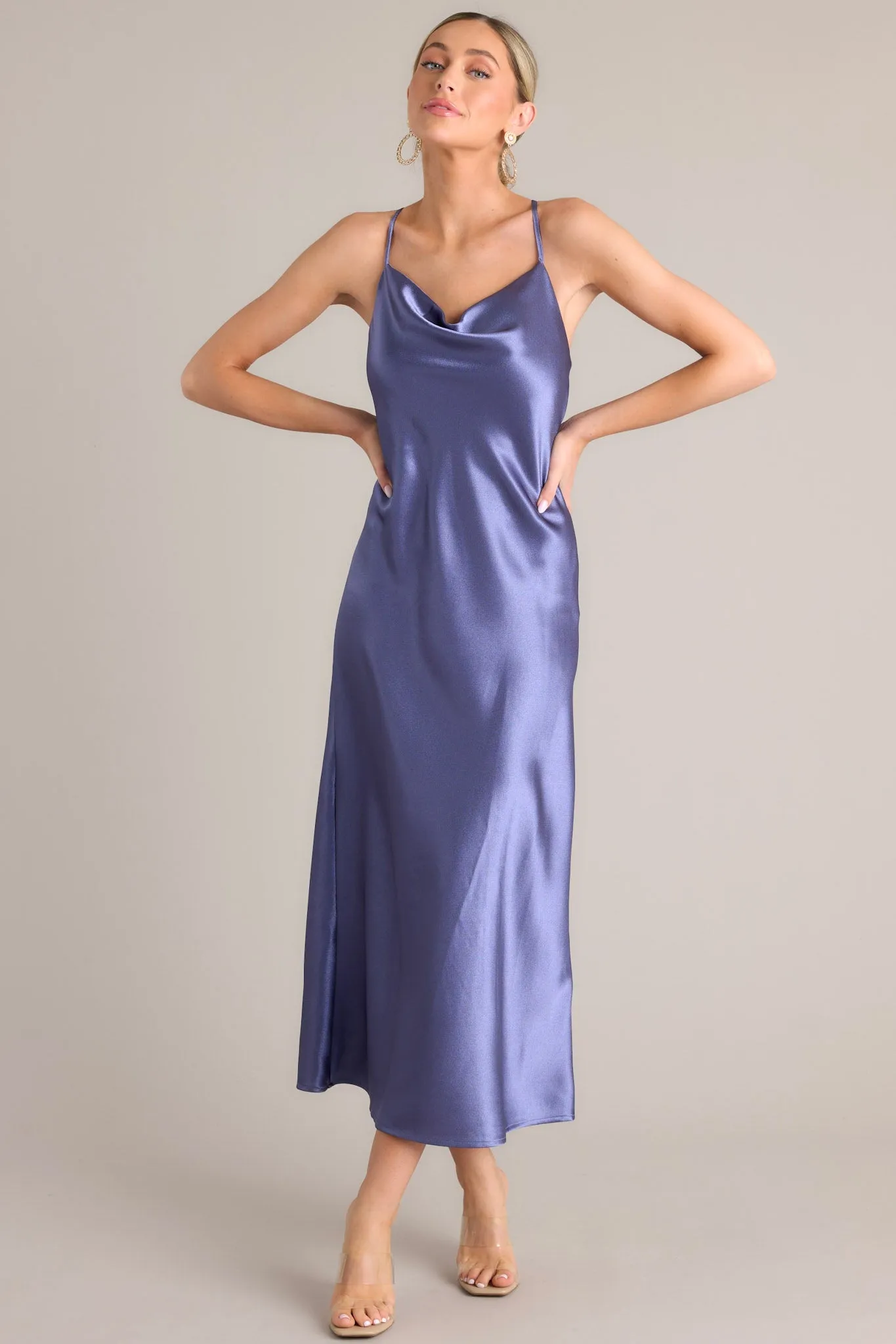 All Yours Dark Lilac Cowl Neck Maxi Dress