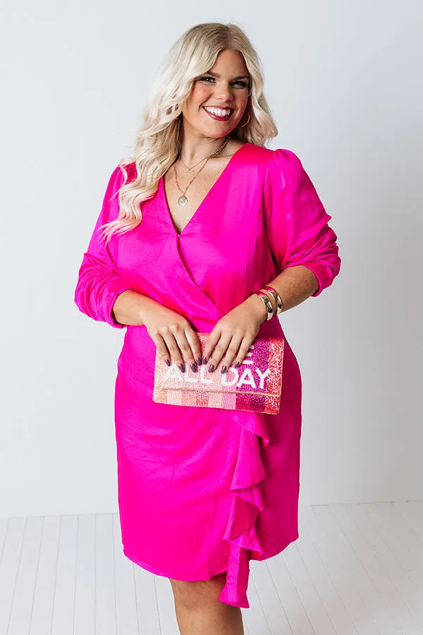 Always Memorable Satin Wrap Dress Curves