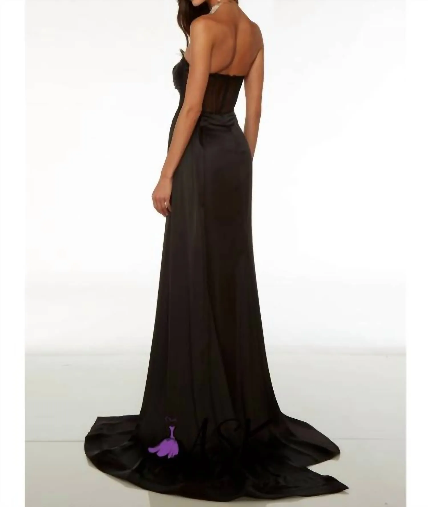 Alyce Paris - Strapless Satin Corset Gown With Detachable Train