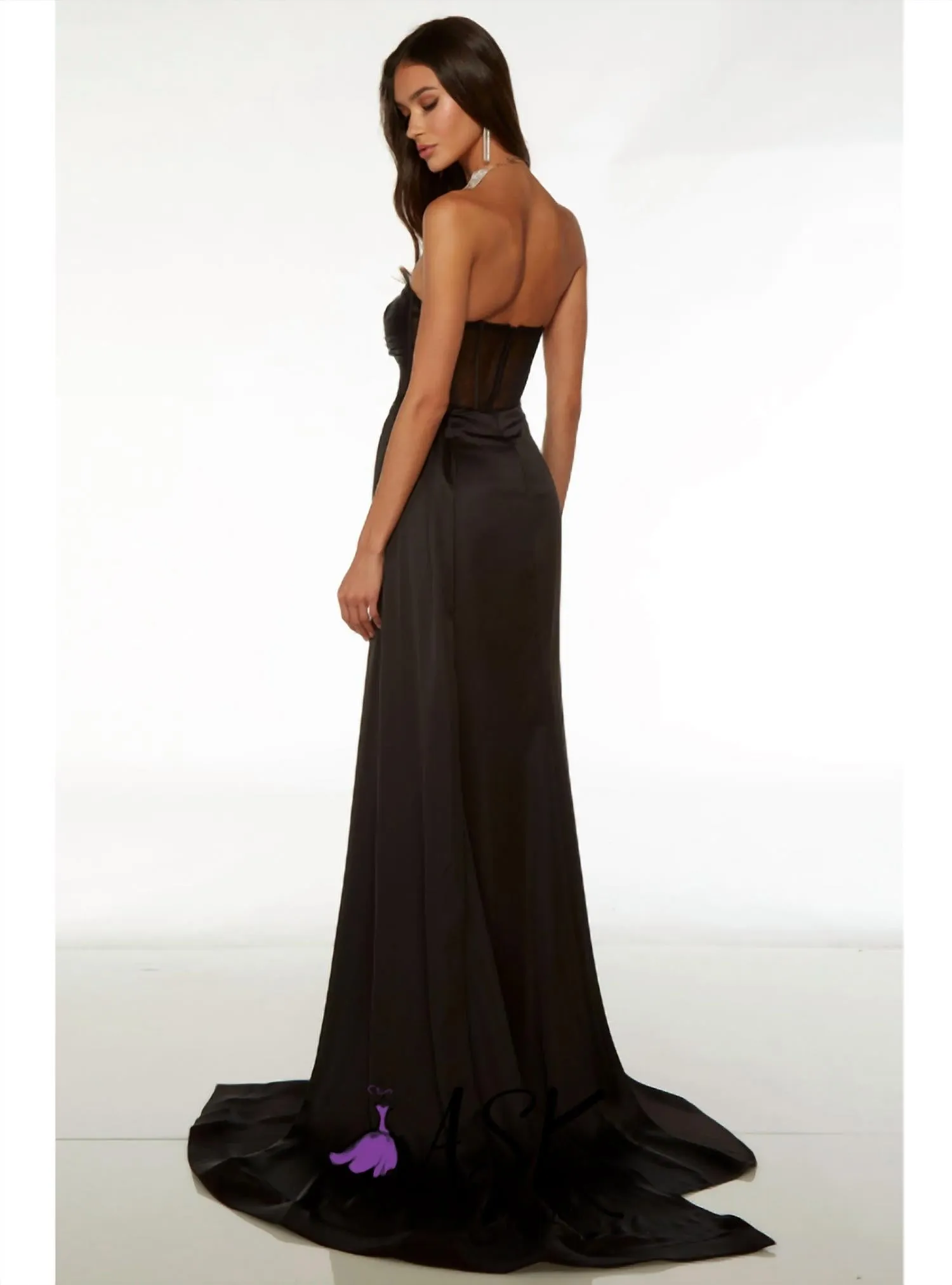 Alyce Paris - Strapless Satin Corset Gown With Detachable Train