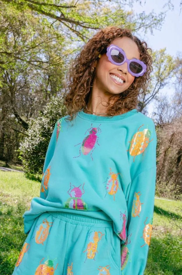 Aqua & Neon Beetle All Over Sweatshirt