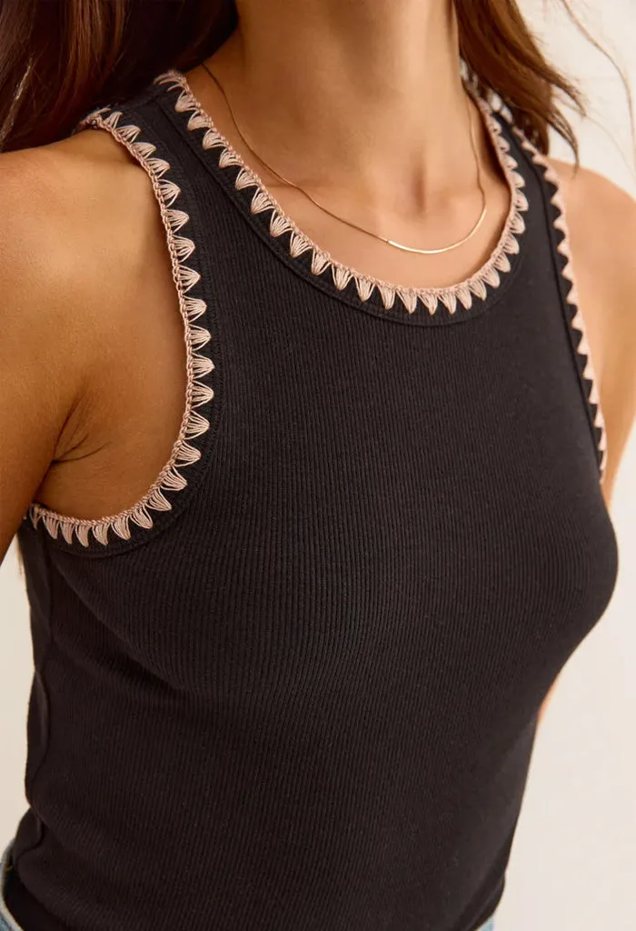 Avril Rib Top-Black