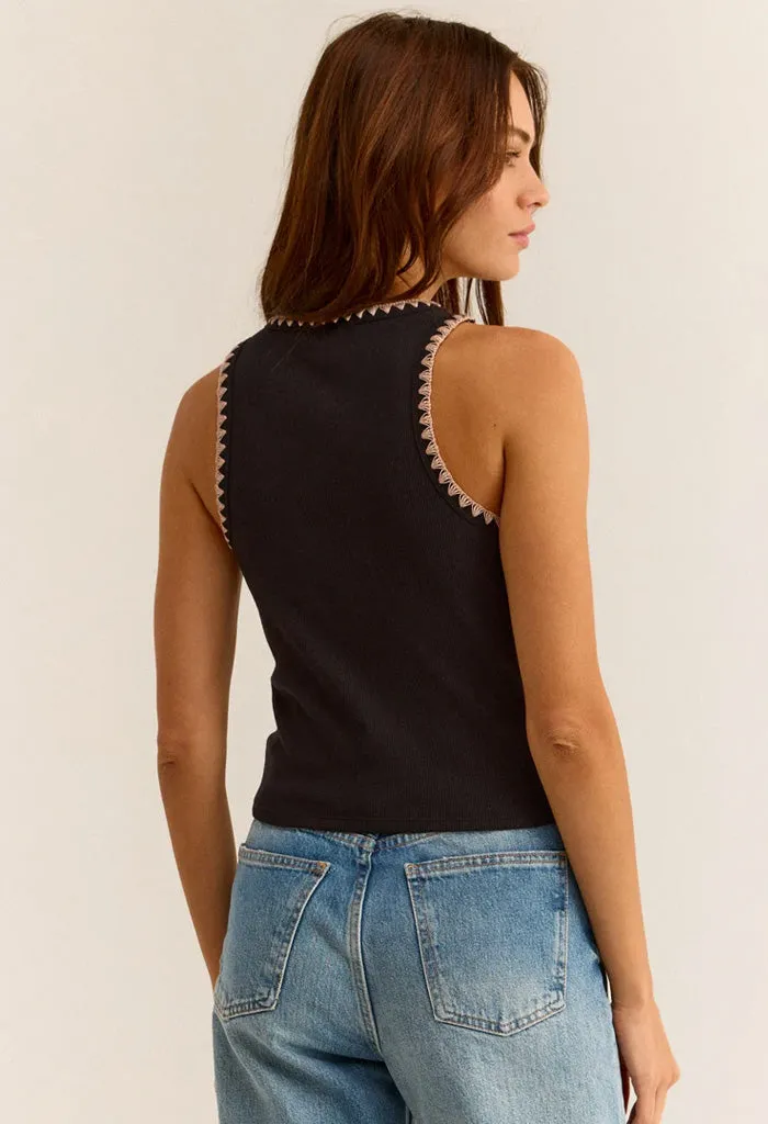 Avril Rib Top-Black