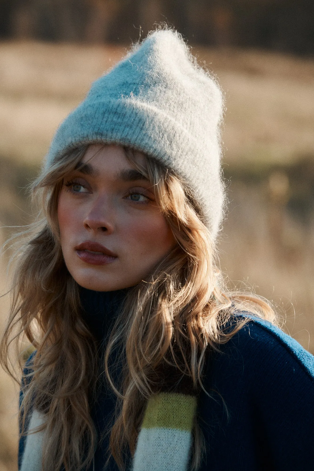 Beanie in mohair & alpaca blend / 21 / 15 / mist grey