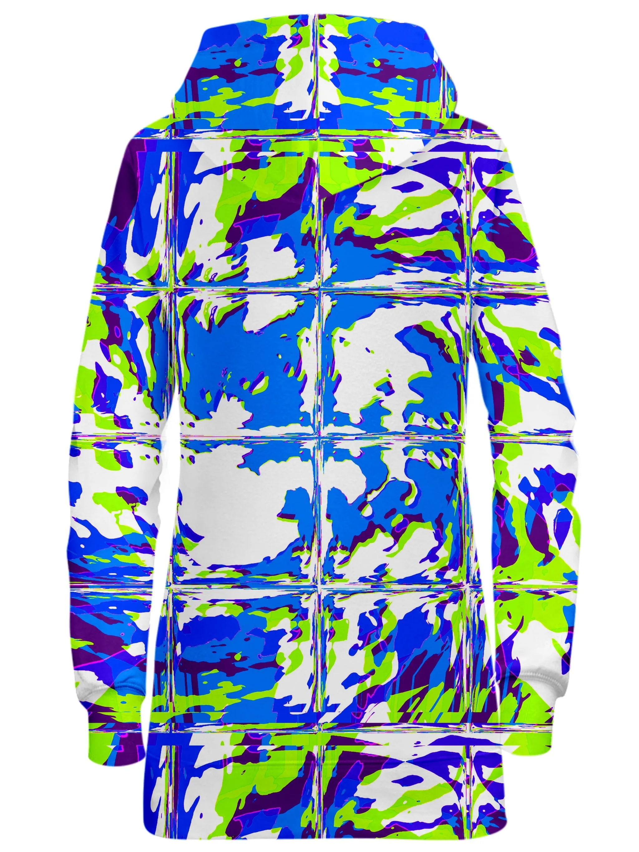 Blue Rave Glitch Hoodie Dress