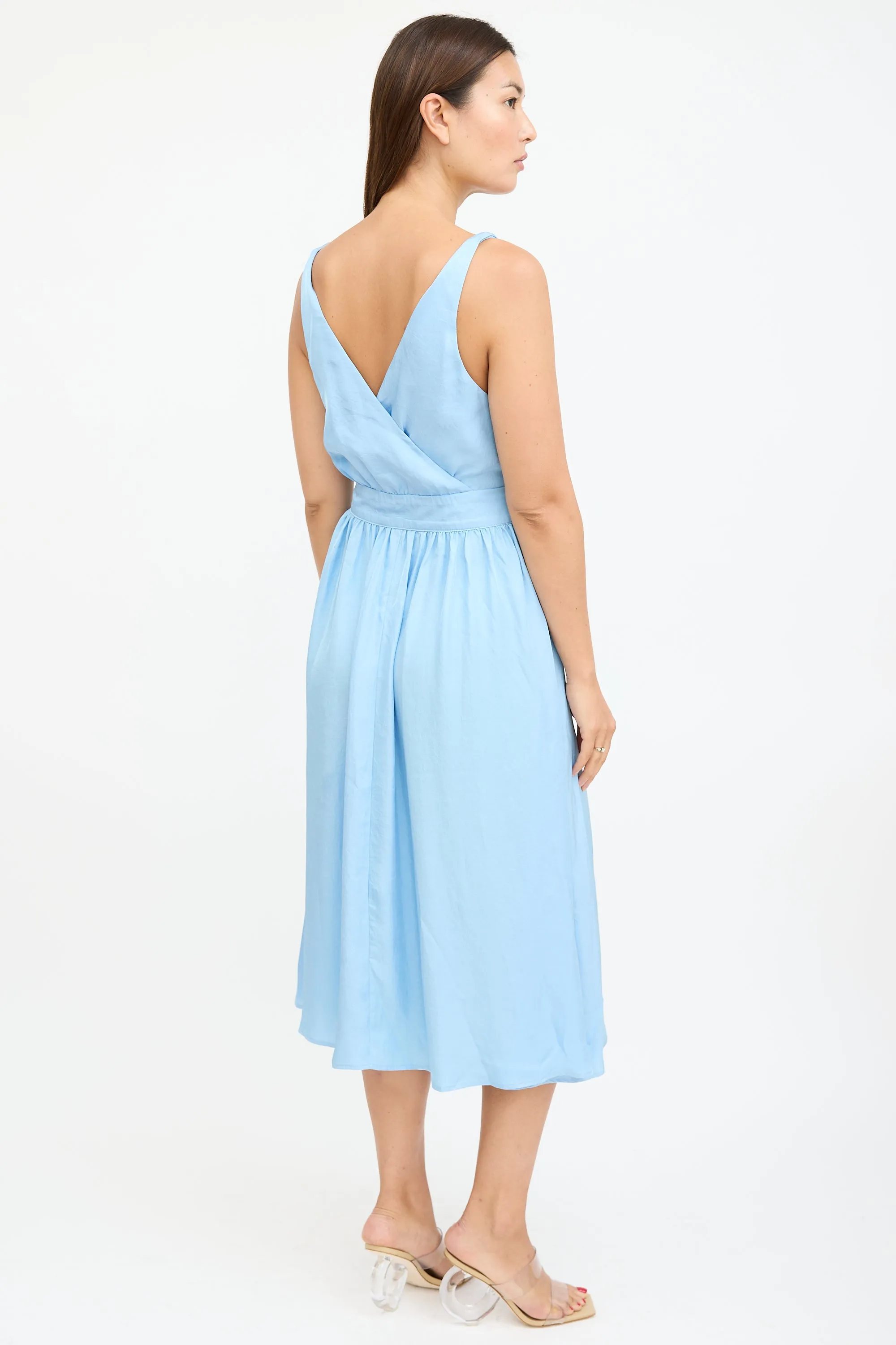 Blue Satin Hydra Wrap Dress