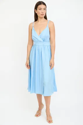 Blue Satin Hydra Wrap Dress