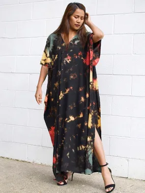 Bohemian Kaftan, Retro Striped Tie Dye Women Swimsuit Cover Up Bikini Wrap Beach Dress Beachwear Kimono Kaftan