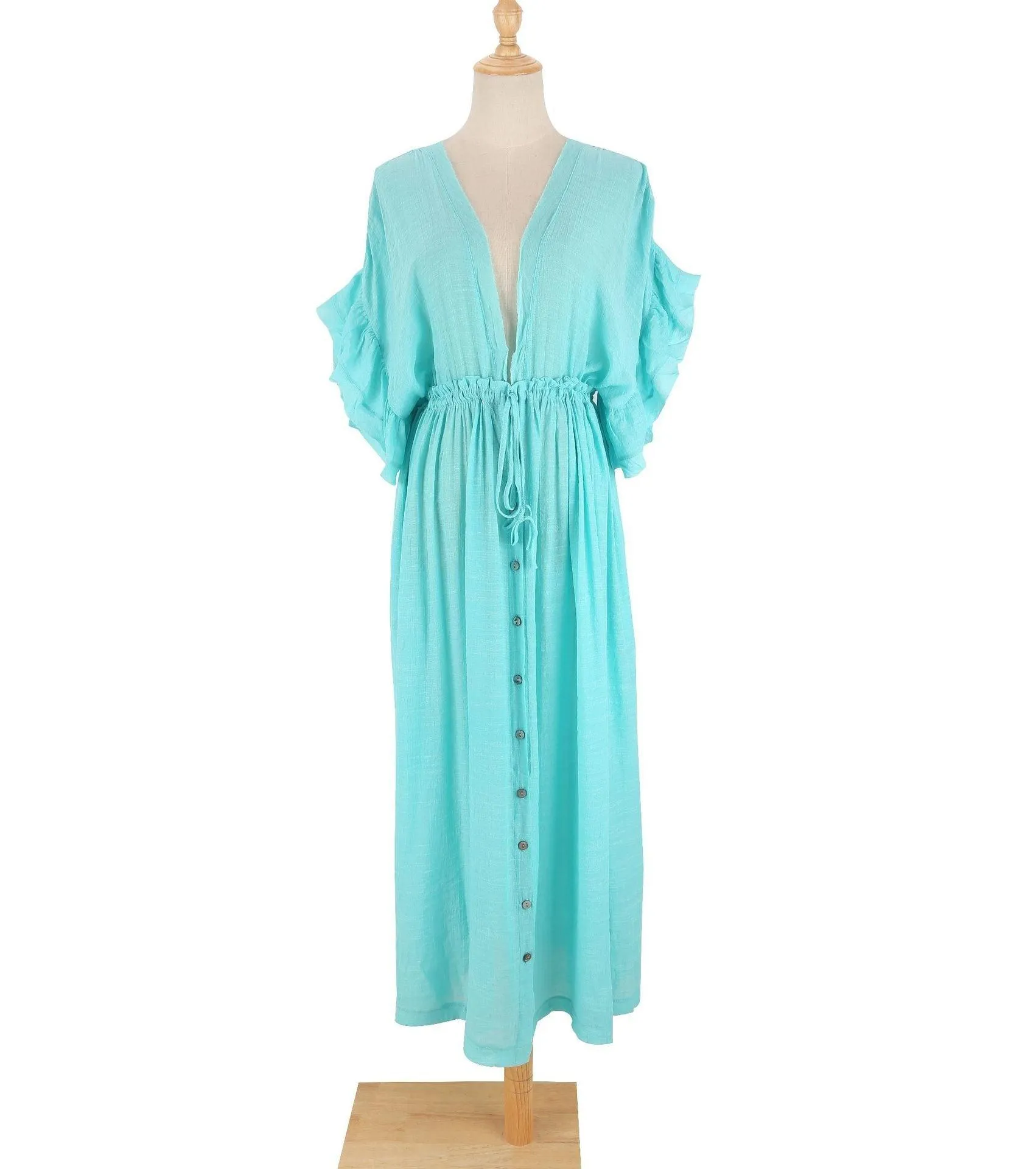 Bohemian Maxi Dress, Beach Dress, Women Boho Long Bikini Cover Up Dress, High Waist Casual V-Neck Sexy Dress