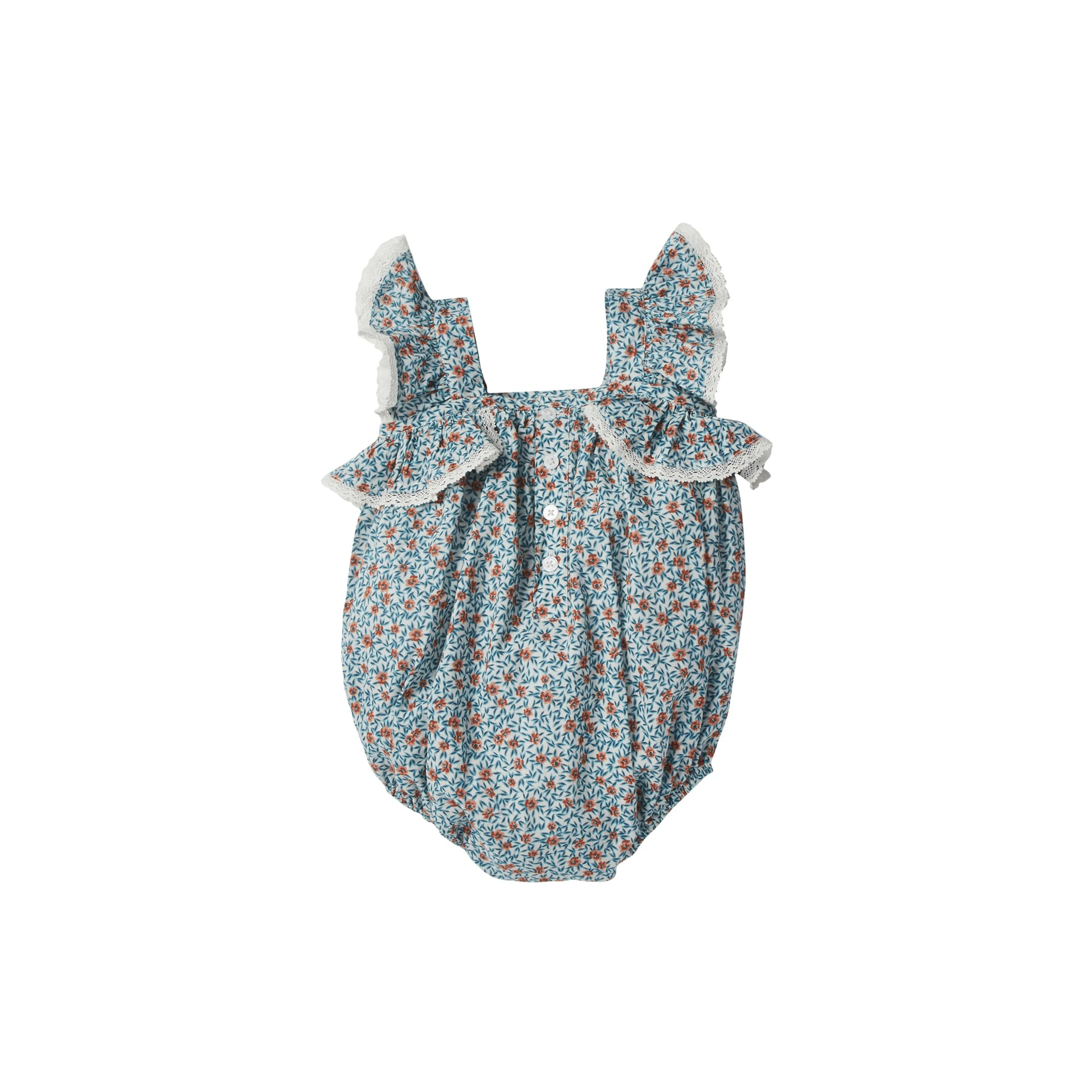 Bonheur du Jour Paris Baby BB Overall Flowers Blue
