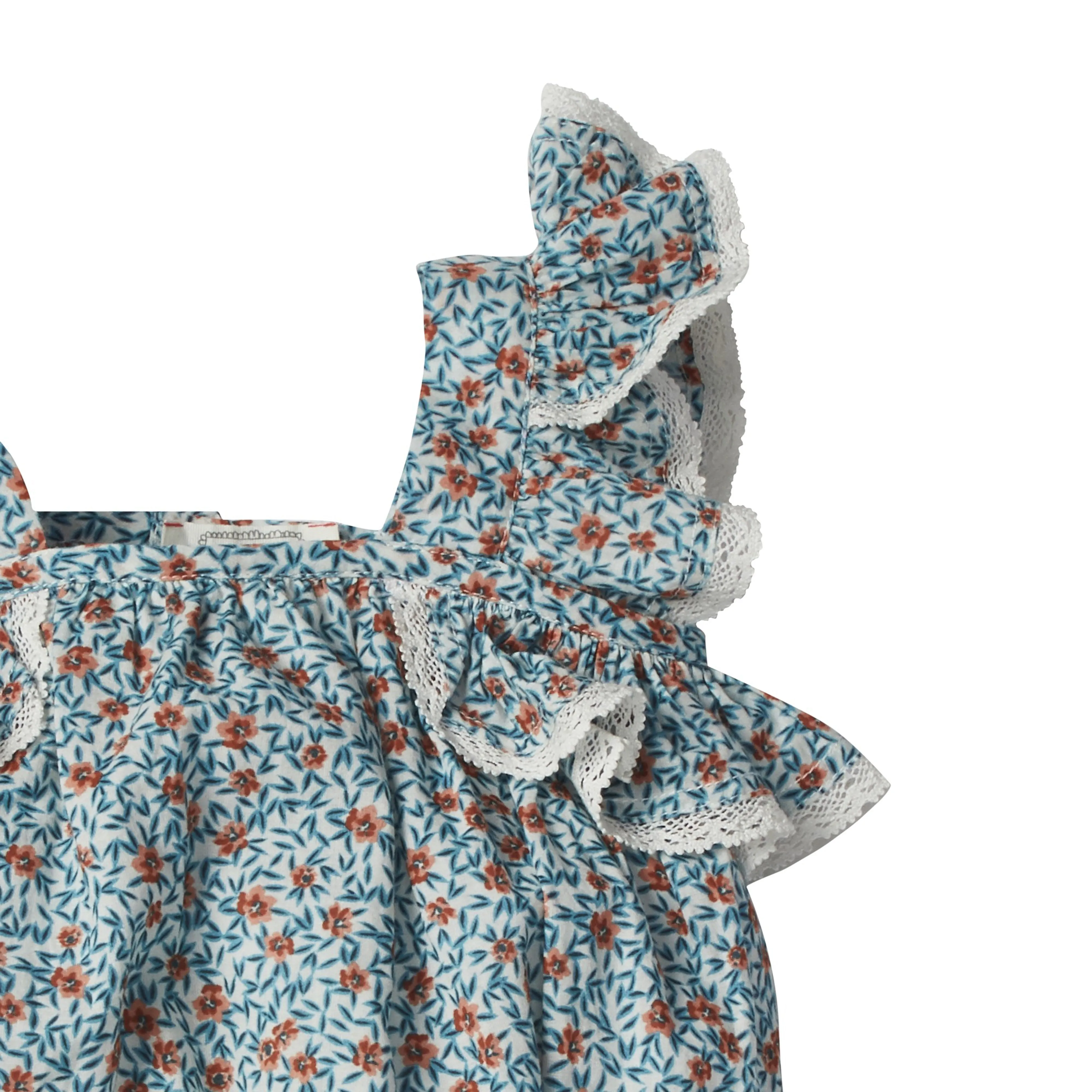 Bonheur du Jour Paris Baby BB Overall Flowers Blue