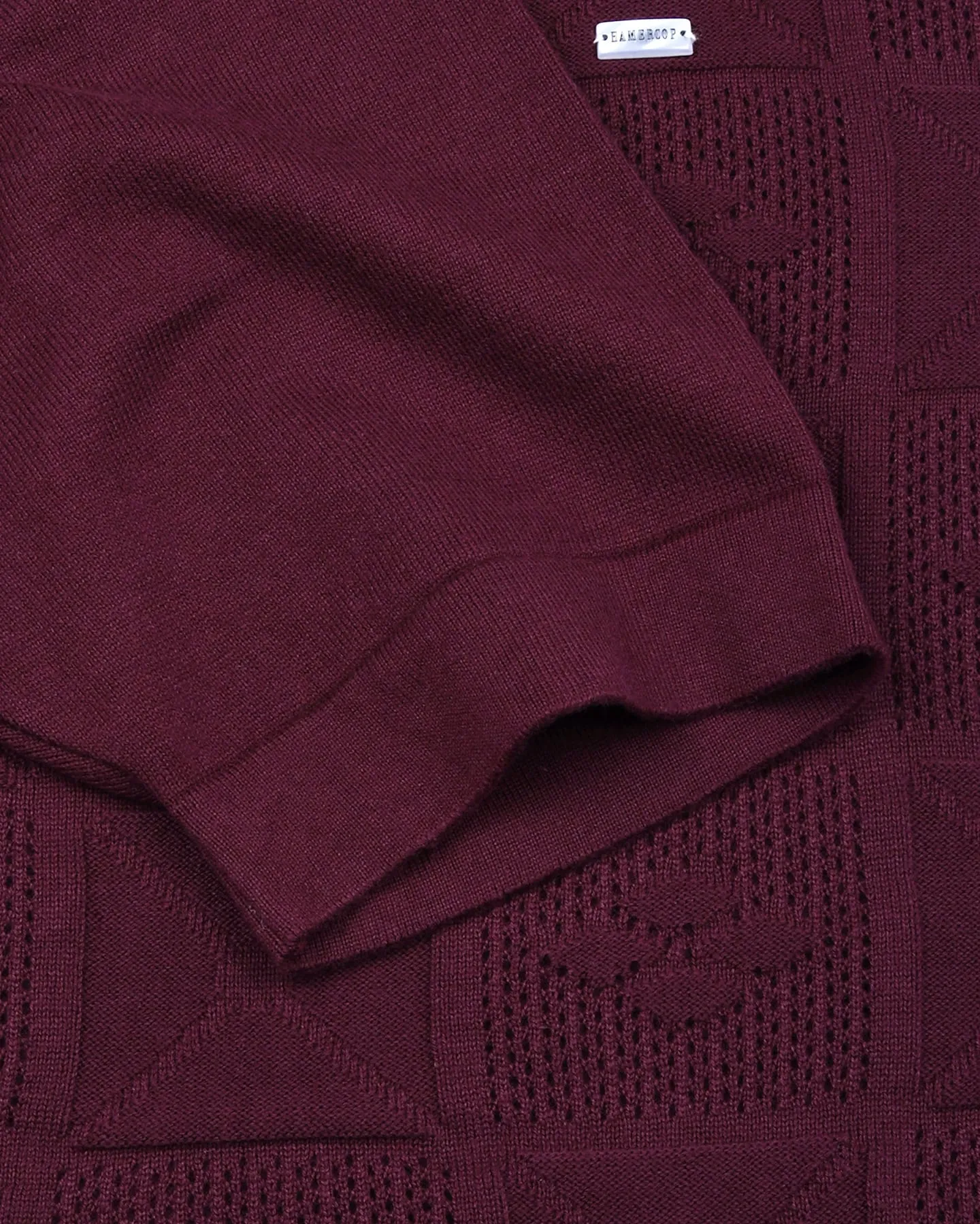 Bosstone Wine Maroon Knitted Cotton Zipper Polo T-Shirt