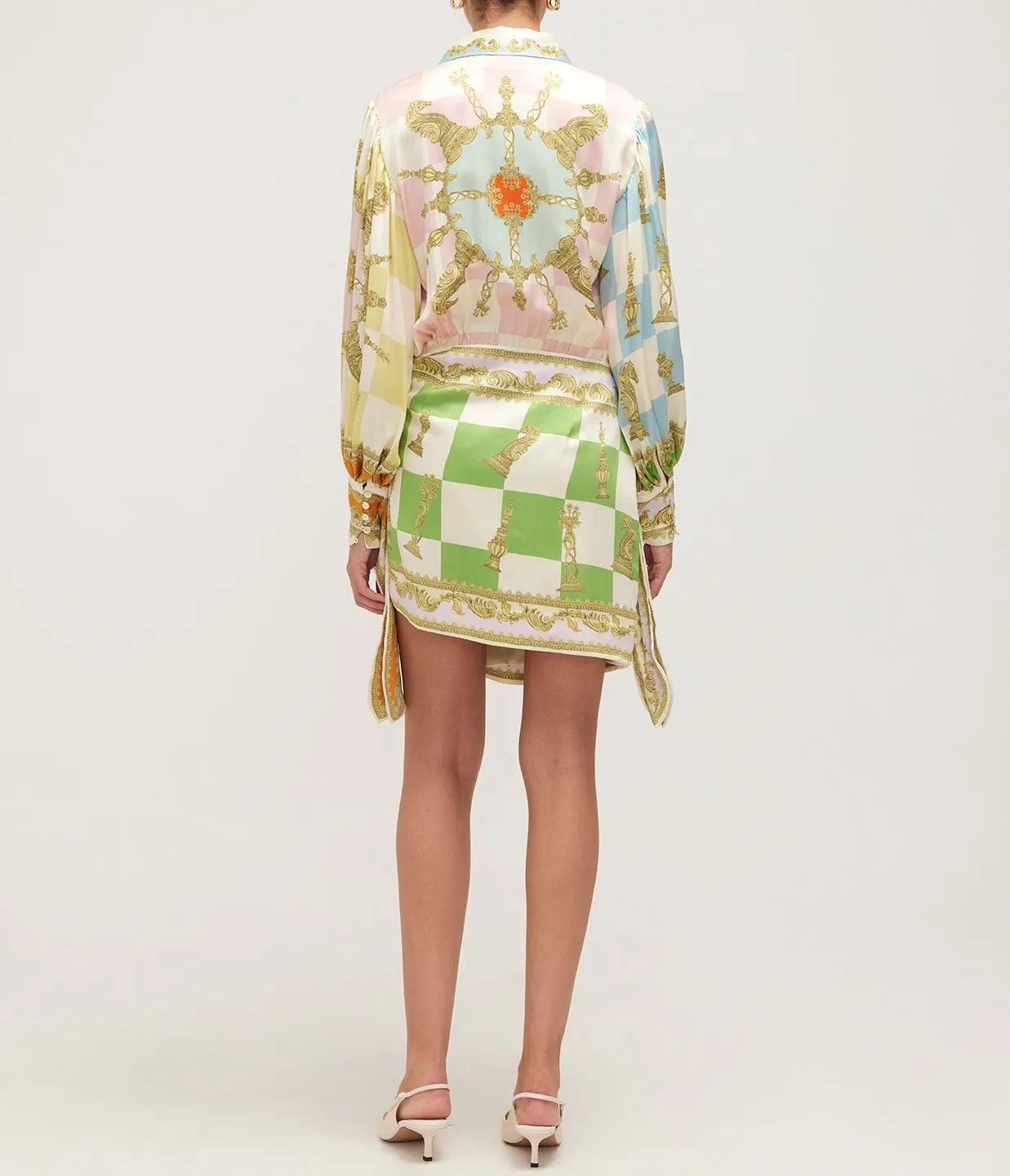 Checkmate Silk Mini Dress in Multi
