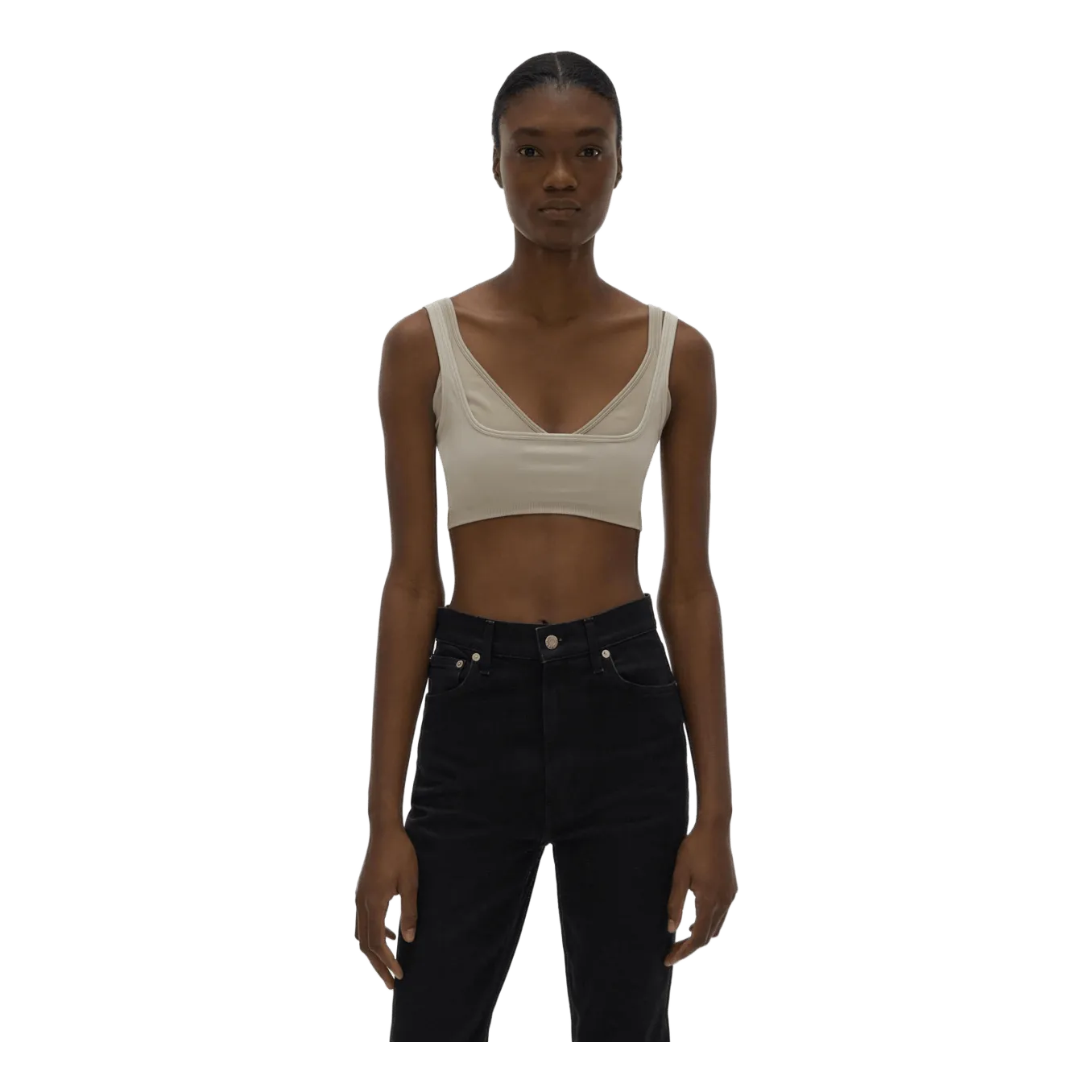 Colorblock Bra.seaml Muslin/sandstorm