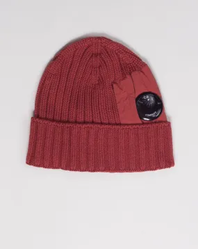 C.P. Company Extra Fine Merino Wool Side Lens Beanie / Ketchup