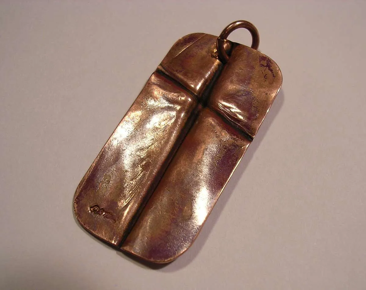 Cross Pendant on Pure Copper - Rugged Cross - Christian Cross - Fold Formed