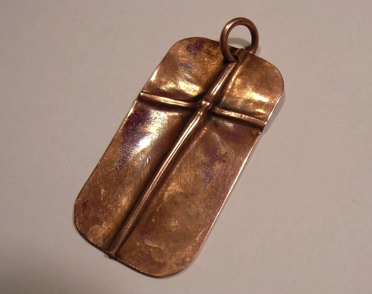 Cross Pendant on Pure Copper - Rugged Cross - Christian Cross - Fold Formed