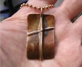 Cross Pendant on Pure Copper - Rugged Cross - Christian Cross - Fold Formed