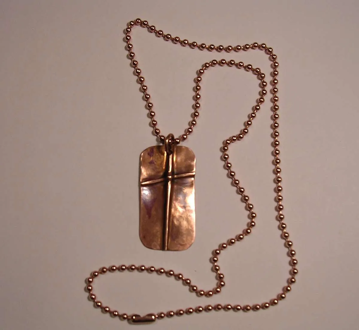 Cross Pendant on Pure Copper - Rugged Cross - Christian Cross - Fold Formed