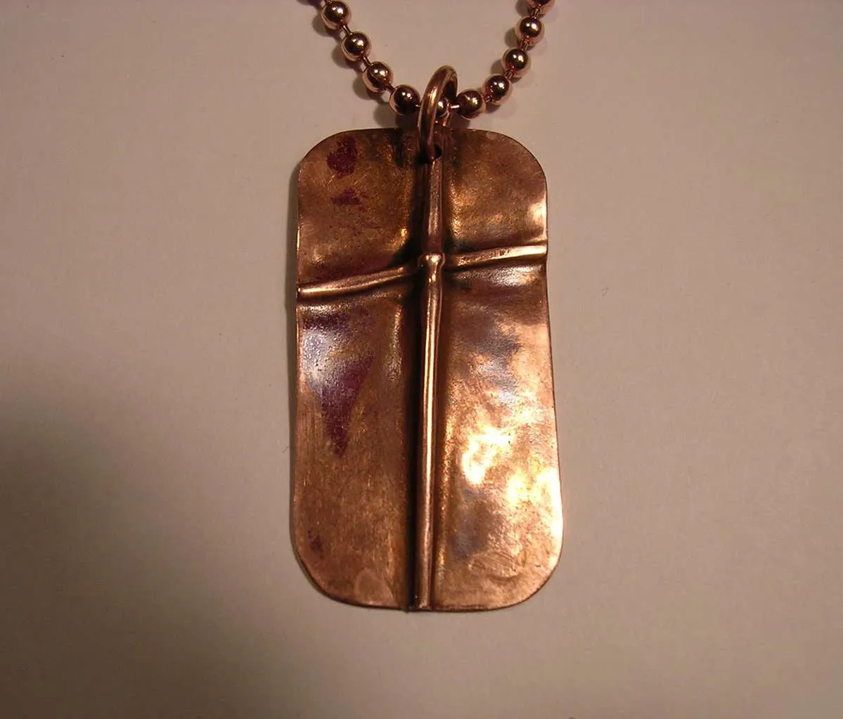 Cross Pendant on Pure Copper - Rugged Cross - Christian Cross - Fold Formed