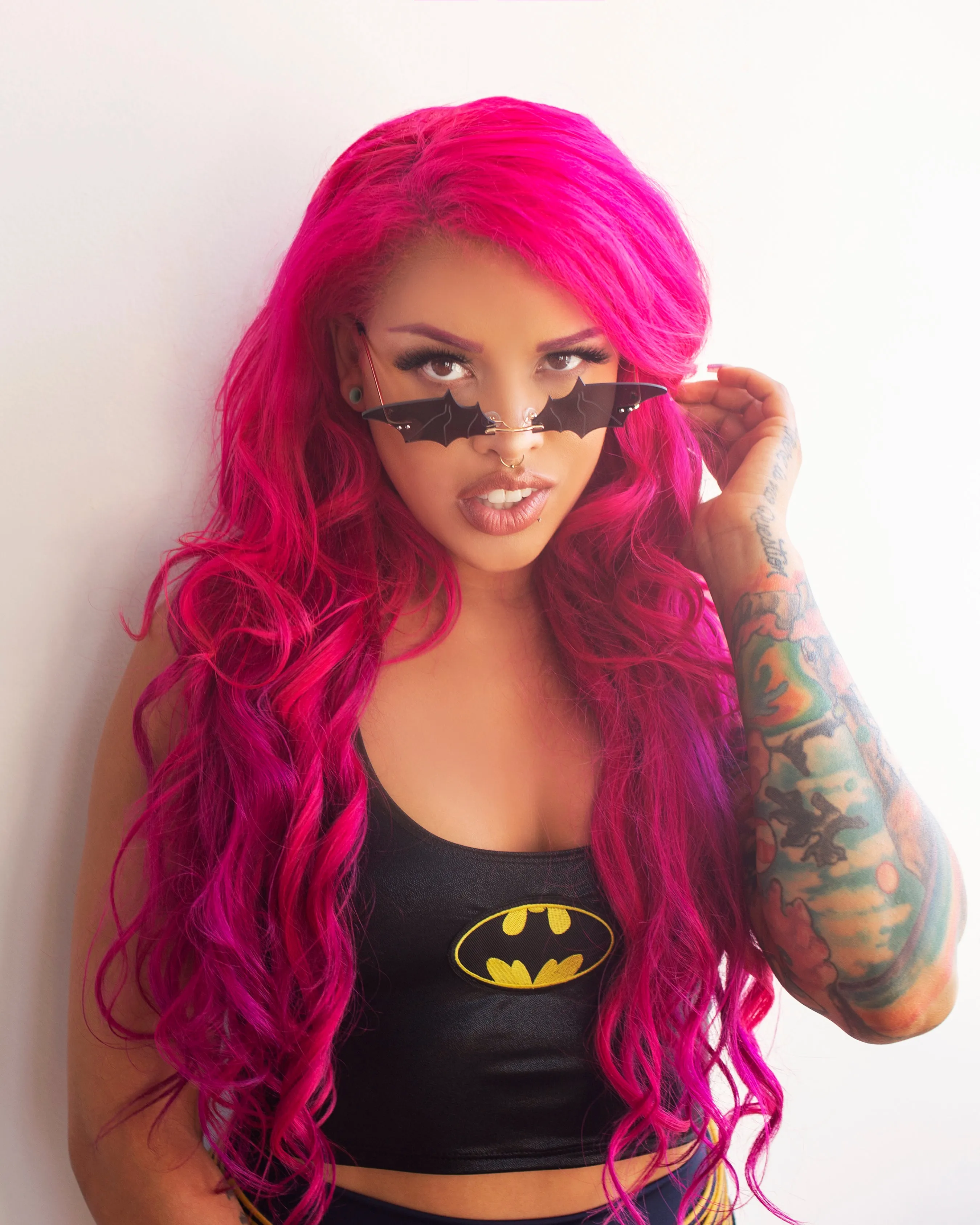 Dark Bat Hero Crop Tank in Black with Bat Emblem
