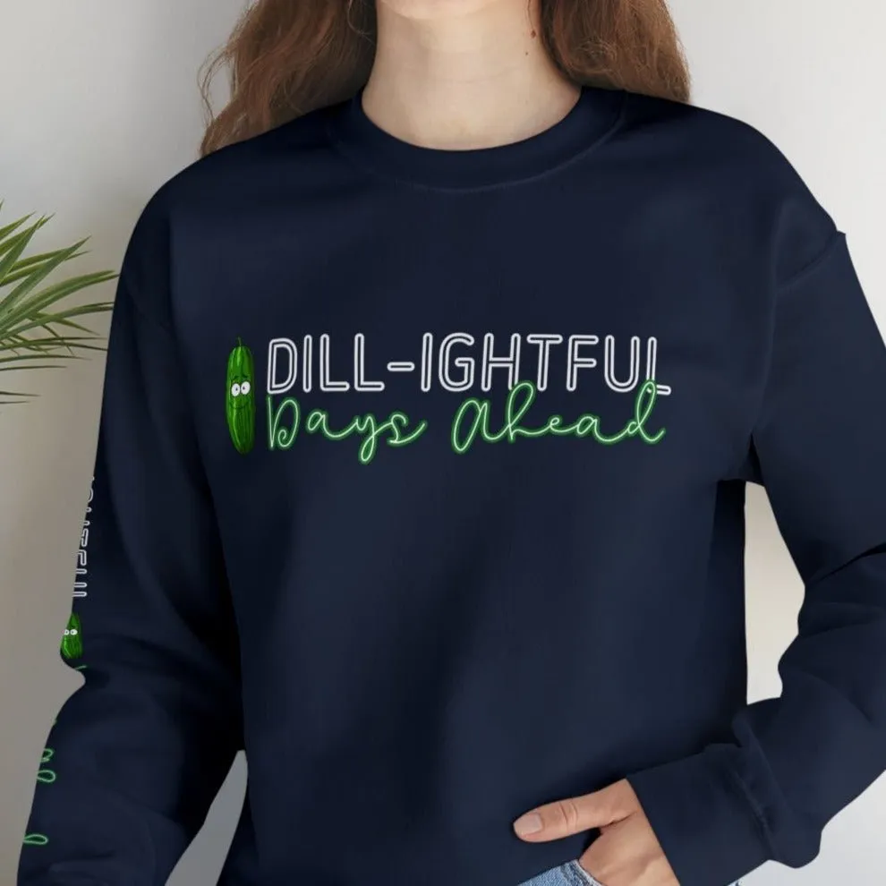 Dill-lightful Days Ahead Women's Sweatshirt: Pickle Print with Unique Arm Detail