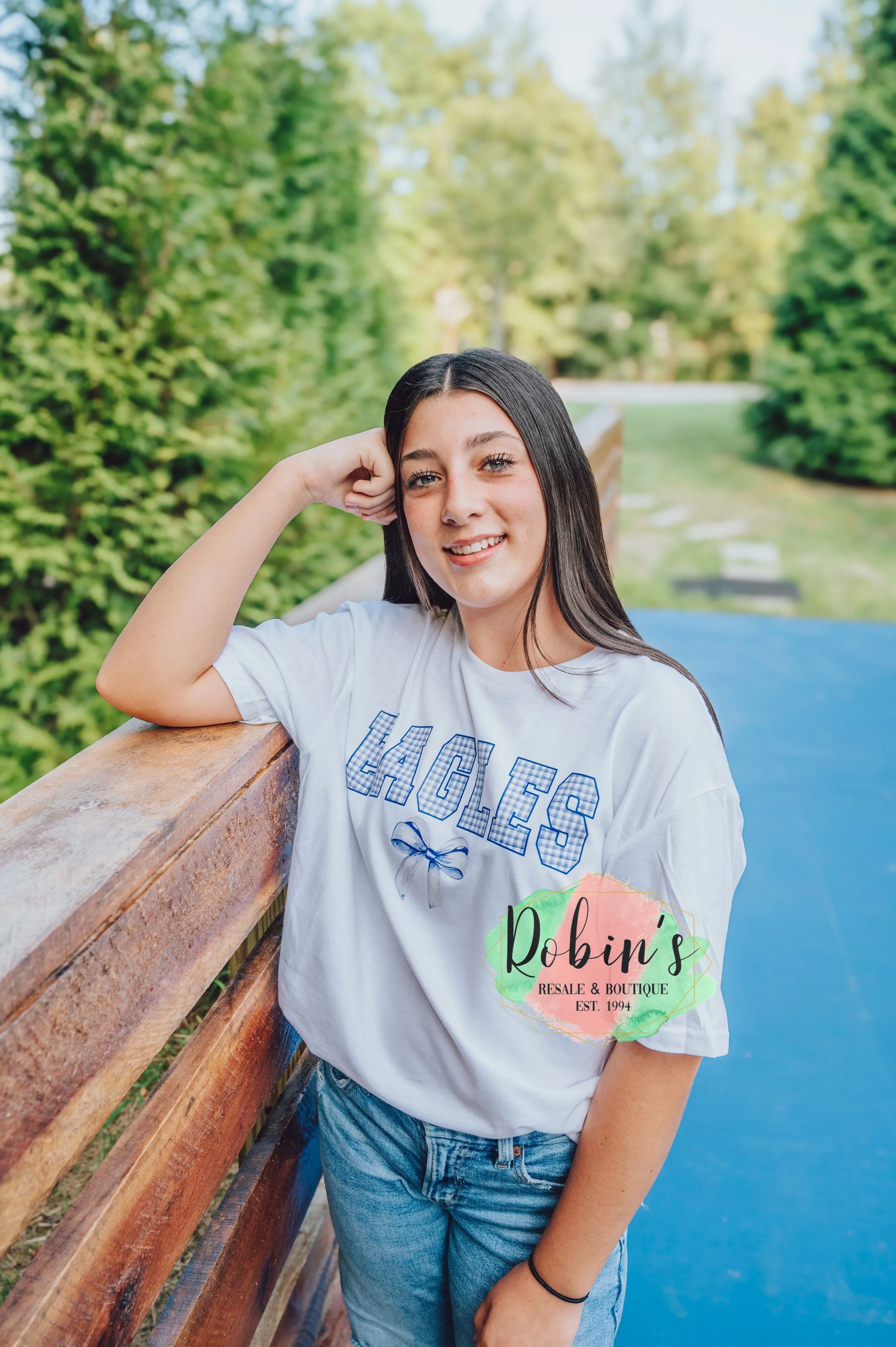Eagles Gingham Bow Tee,Sweatshirt, Hoodie Preorder