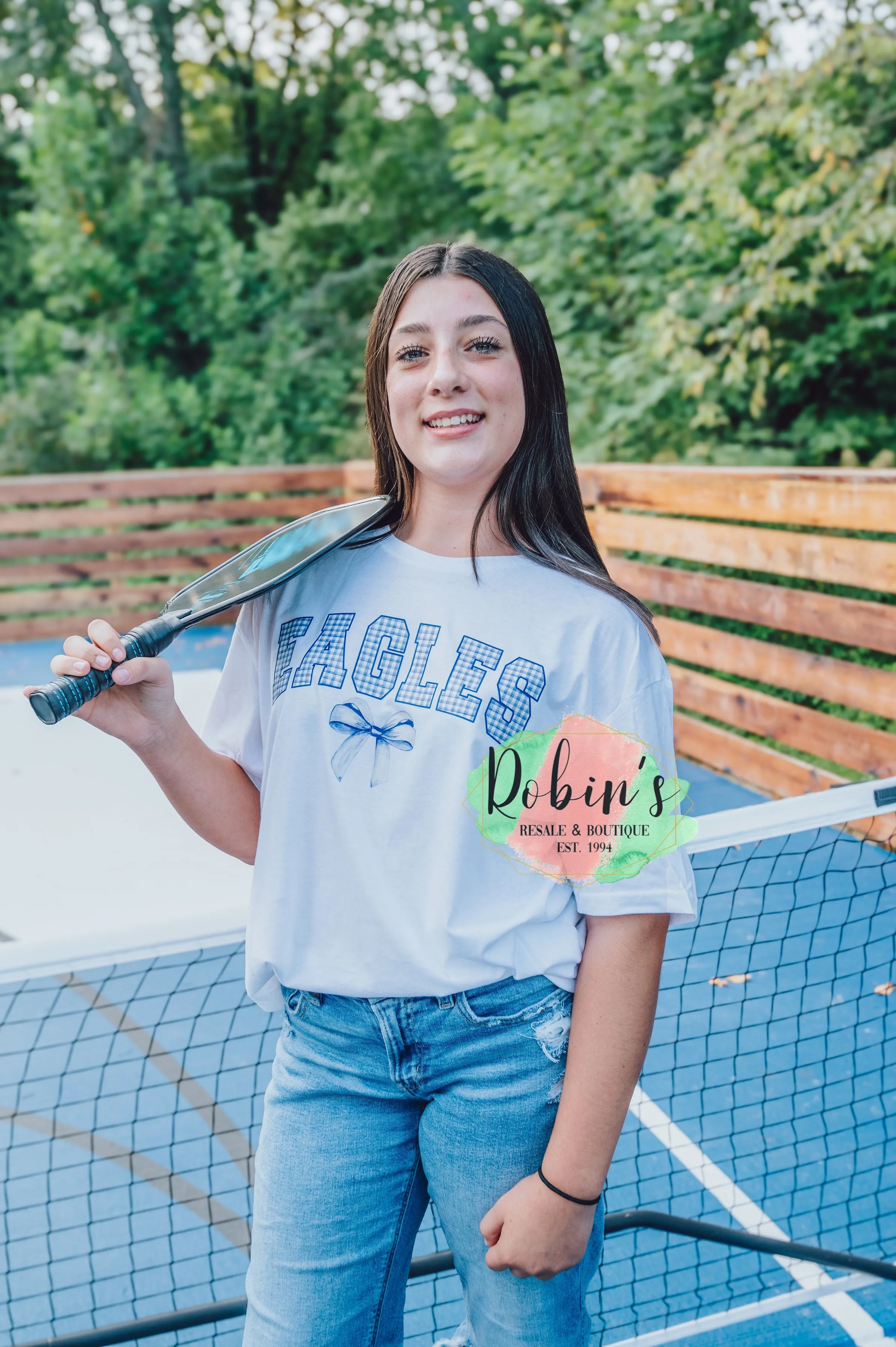 Eagles Gingham Bow Tee,Sweatshirt, Hoodie Preorder