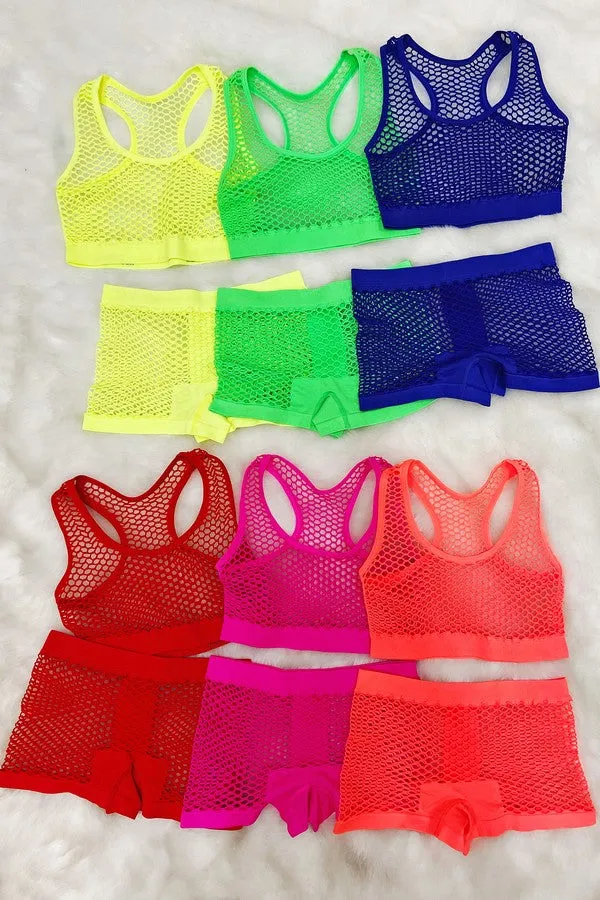 Fishnet Crop Top and Shorts