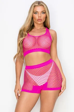 Fishnet Crop Top and Shorts