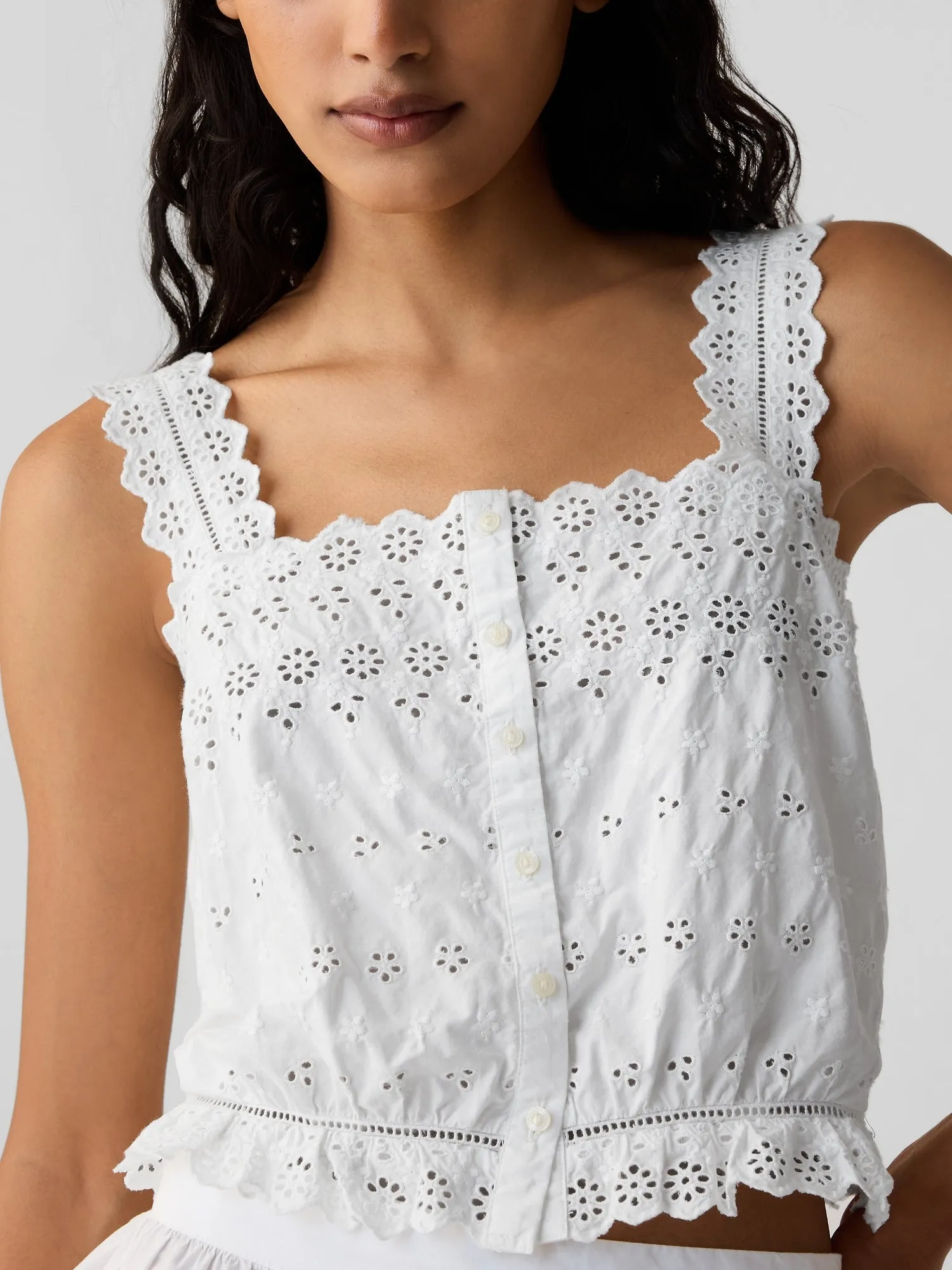 Gap x DÔEN Cropped Eyelet Tank Top