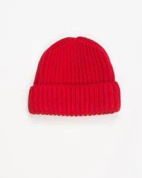 G.R.P. Ribbed Merino Beanie / Red