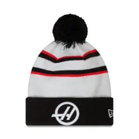 Haas Racing F1 Nico Hulkenberg Team Cuff Knit Beanie with Pom - White