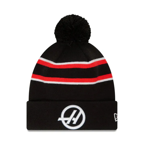 Haas Racing F1 Team Stripe Beanie with Pom - Black