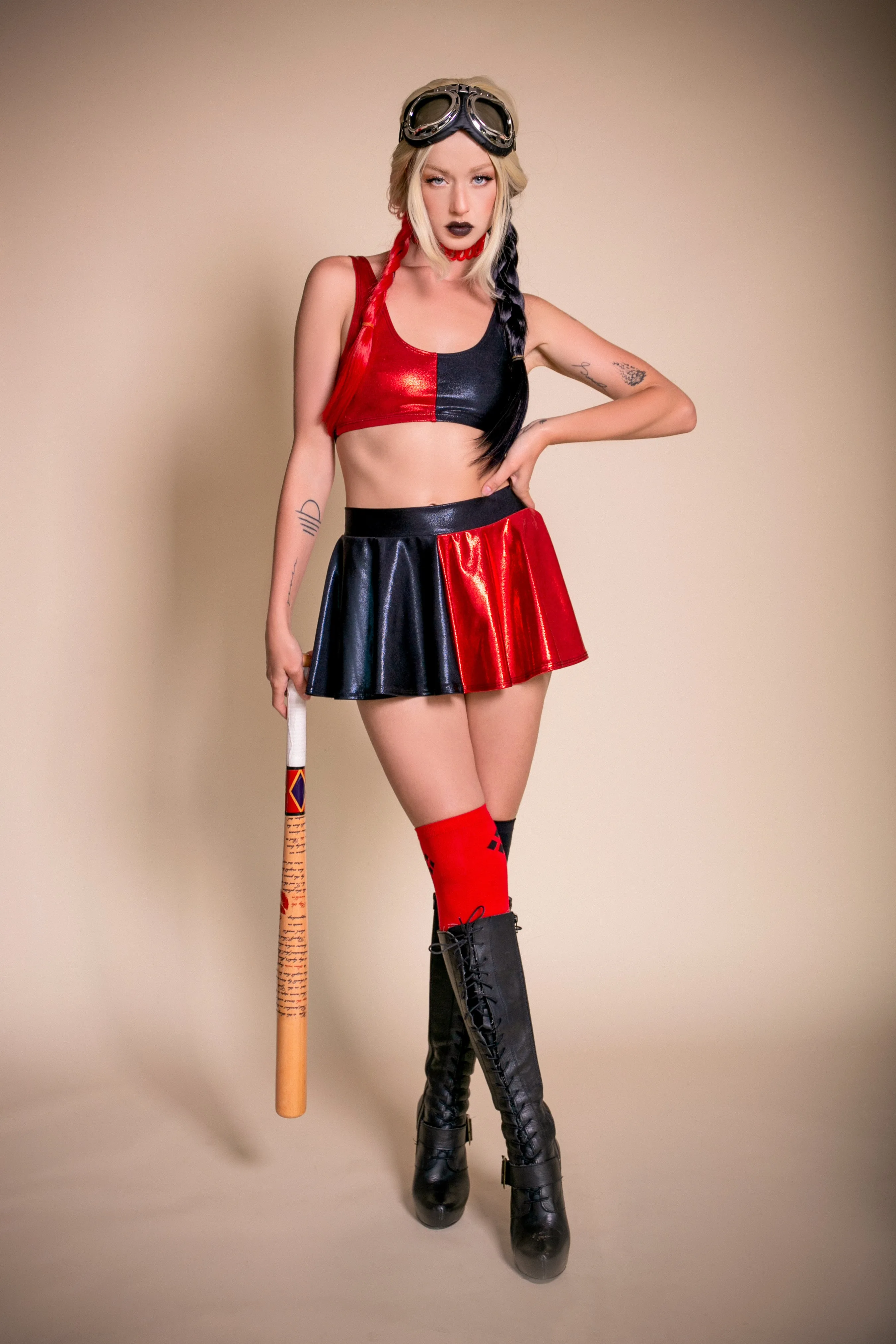 Harlequin Mini Crop Tank and Mini Circle Skirt Set