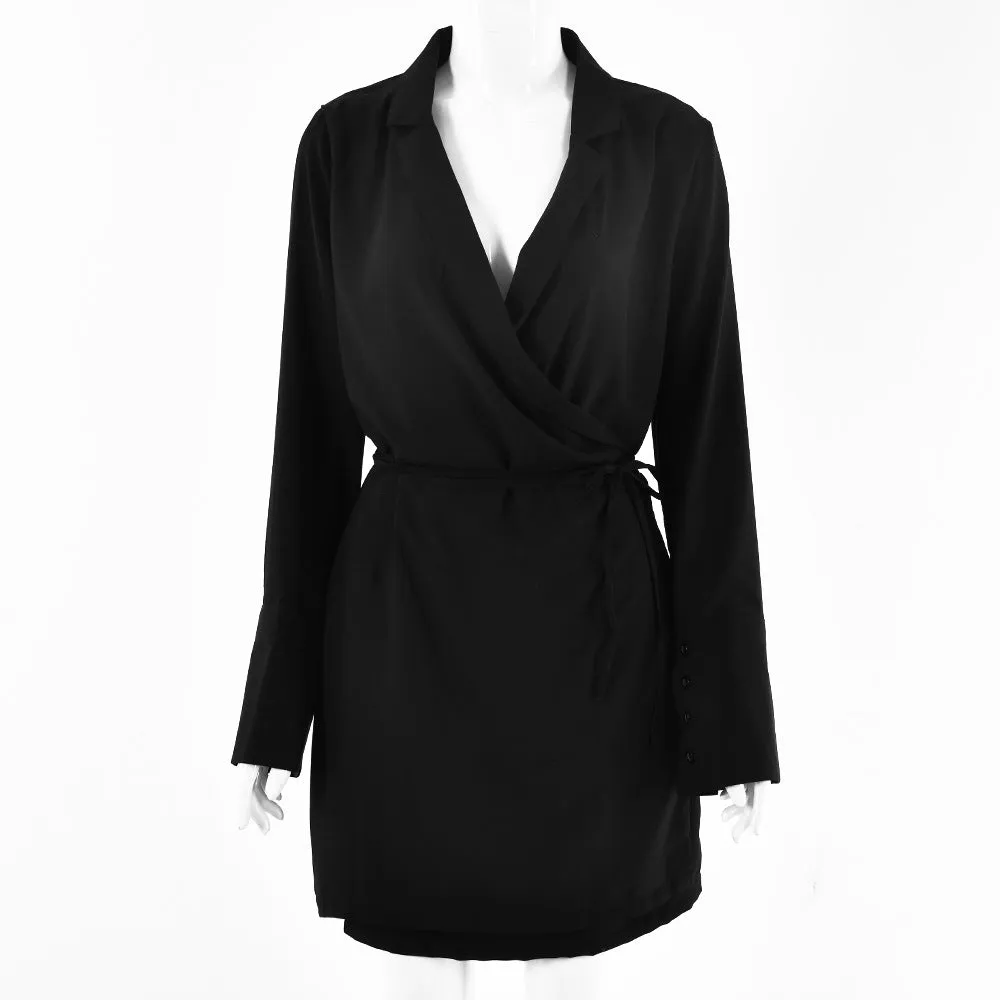 Julia Fashion - Satin V-Neck Shirt Dress