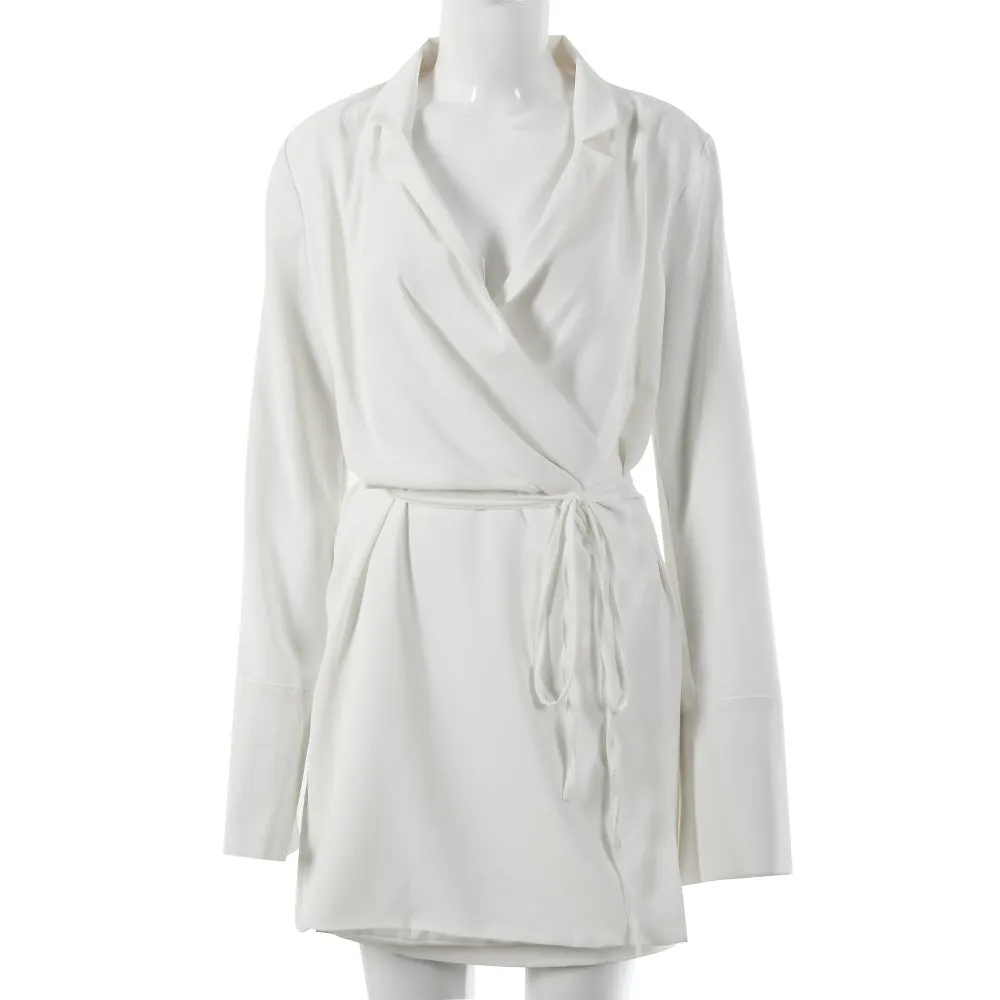 Julia Fashion - Satin V-Neck Shirt Dress