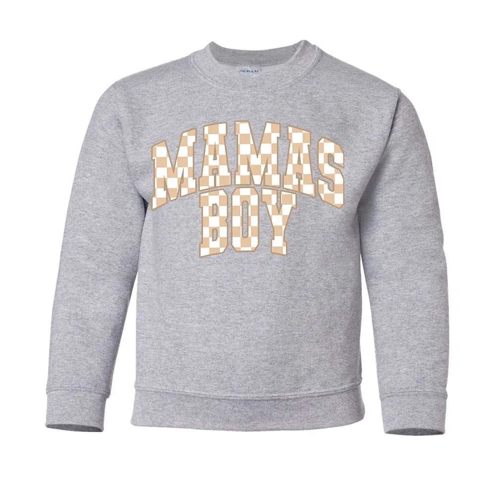 Kids 'Mini/Mama's Boy Tan Check' Sweatshirt