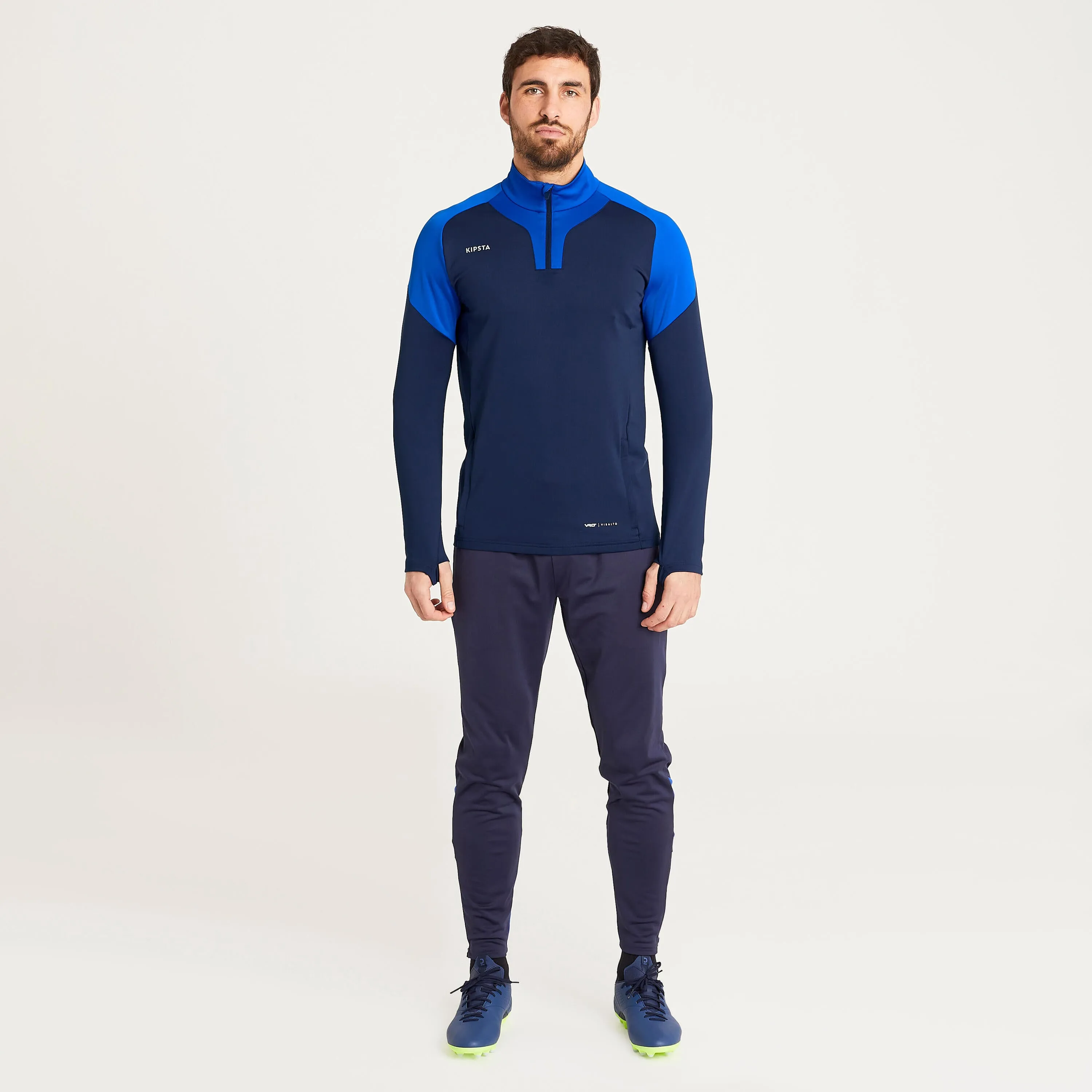 Kipsta Viralto football sweatshirt with zip, dark blue/indigo