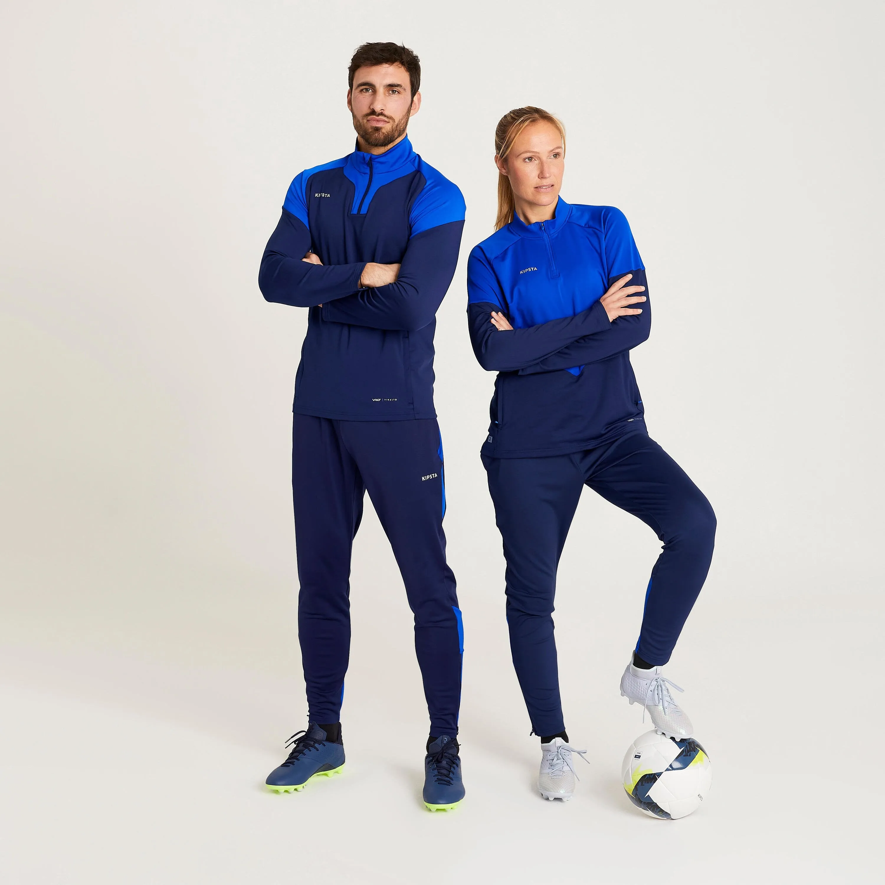 Kipsta Viralto football sweatshirt with zip, dark blue/indigo